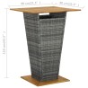 Table de bar Gris 80x80x110 cm Résine tressée et bois d'acacia 