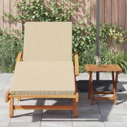 Transat avec coussin et table en bois d'acacia beige 