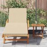 Transat avec coussin et table en bois d'acacia beige 