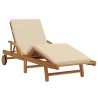 Transat avec coussin et table en bois d'acacia beige 