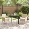 Ensemble de jardin 3 pièces avec coussins en poly rotin beige 