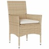 Ensemble de jardin 3 pièces avec coussins en poly rotin beige 