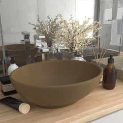 Lavabo ovale de luxe Crème mat 40x33 cm Céramique 