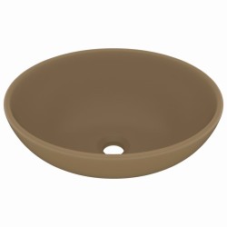 Lavabo ovale de luxe Crème mat 40x33 cm Céramique 