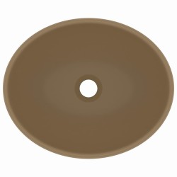 Lavabo ovale de luxe Crème mat 40x33 cm Céramique 