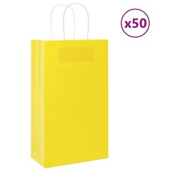 Sacs en papier 50 pcs avec poignées jaune 21x11x36 cm 