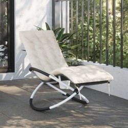 Coussin de chaise longue crème 160x50x10 cm similicuir daim 