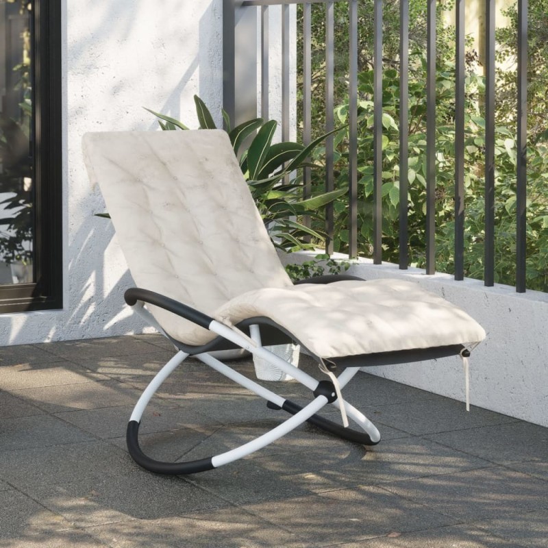 Coussin de chaise longue crème 160x50x10 cm similicuir daim 