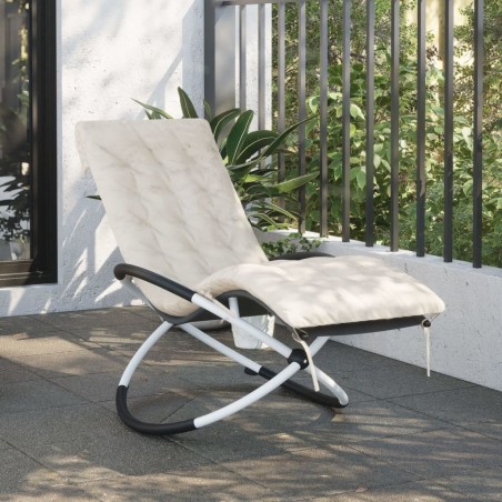 Coussin de chaise longue crème 160x50x10 cm similicuir daim 