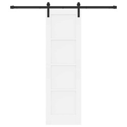 Porte Coulissante avec Ensemble de Quincaillerie Blanche 61x198,5 cm Bois de Pin Massif 
