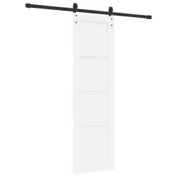 Porte Coulissante avec Ensemble de Quincaillerie Blanche 61x198,5 cm Bois de Pin Massif 