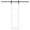 Porte Coulissante avec Kit Quincaillerie "ORKDAL" Bois Massif Blanc & Verre 