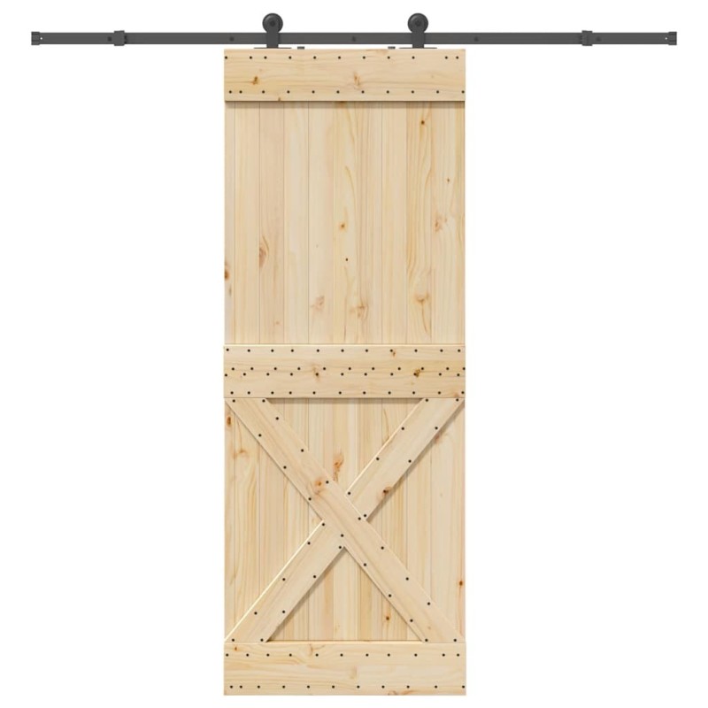 Porte coulissante et kit de quincaillerie 85x210 cm pin massif 