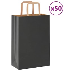 Sacs en papier 50 pcs avec poignées noir 21x11x31 cm 