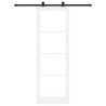 Porte Coulissante avec Kit 'ORKDAL'Bois Massif Blanc & Verre 