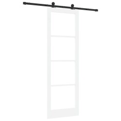 Porte Coulissante avec Kit 'ORKDAL'Bois Massif Blanc & Verre 