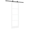 Porte Coulissante avec Kit 'ORKDAL'Bois Massif Blanc & Verre 