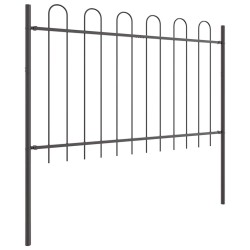 Clôture de jardin en acier gris avec sommet en arceau, 1,7 x 1,2 m 