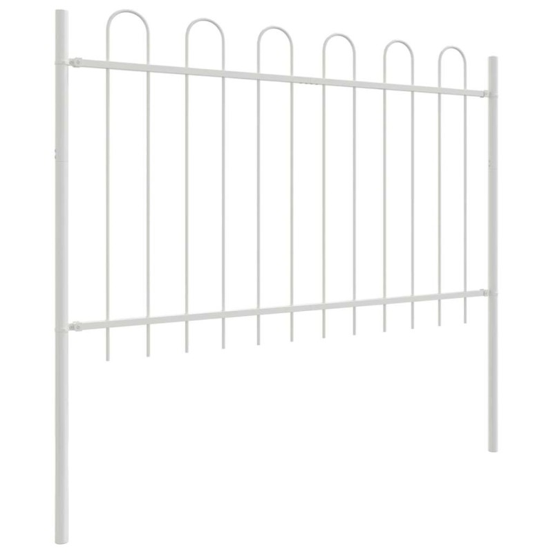 Clôture de jardin avec sommet en arc - Blanc, 1,7x1,2 m, Acier 