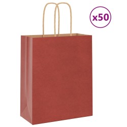 Sacs en papier 50 pcs avec poignées rouge 18x8x22 cm 