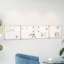 Tableau blanc magnétique pliable 200x40x1,7 cm aluminium 