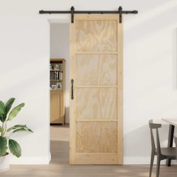 Porte Coulissante avec Kit Quincaillerie 83x232 cm Bois Massif Pin 