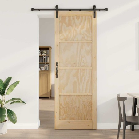 Porte Coulissante avec Kit Quincaillerie 83x232 cm Bois Massif Pin 