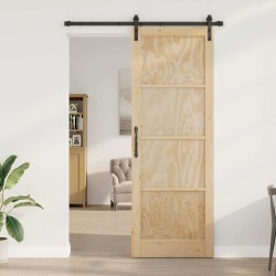 Porte Coulissante avec Kit Quincaillerie 83x232 cm Bois Massif Pin 
