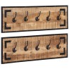Porte-manteaux 2 pcs 80x8x25 cm bois de manguier massif brut 