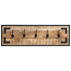 Porte-manteaux 2 pcs 80x8x25 cm bois de manguier massif brut 