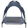 Lit surélevé pour chien avec toit amovible bleu marine XL acier 
