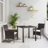 Ensemble de salle à manger de jardin , 3 pièces en poly rotin marron 