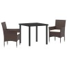 Ensemble de salle à manger de jardin , 3 pièces en poly rotin marron 