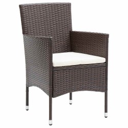 Ensemble de salle à manger de jardin , 3 pièces en poly rotin marron 