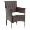 Ensemble de salle à manger de jardin , 3 pièces en poly rotin marron 