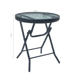Table de bistro Noir 40x46 cm Acier et verre 