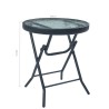 Table de bistro Noir 40x46 cm Acier et verre 