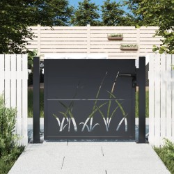 Portail de jardin anthracite 105x80 cm acier conception d'herbe 