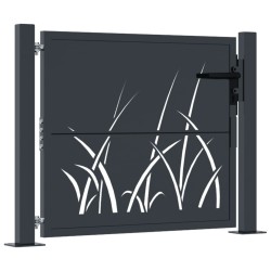 Portail de jardin anthracite 105x80 cm acier conception d'herbe 