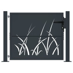 Portail de jardin anthracite 105x80 cm acier conception d'herbe 