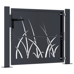 Portail de jardin anthracite 105x80 cm acier conception d'herbe 