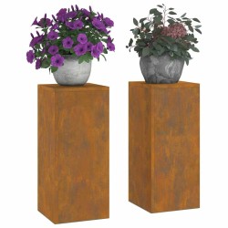 Supports de Plante Extérieur Pilier 2 pcs 24x24x55 cm Acier Corten 