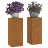 Supports de Plante Extérieur Pilier 2 pcs 24x24x55 cm Acier Corten 