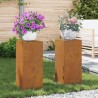 Supports de Plante Extérieur Pilier 2 pcs 24x24x55 cm Acier Corten 
