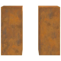 Supports de Plante Extérieur Pilier 2 pcs 24x24x55 cm Acier Corten 