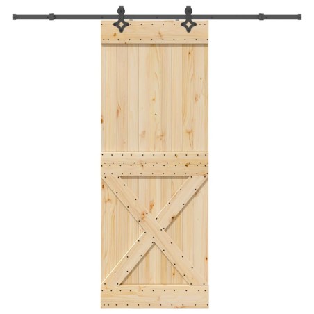 Porte coulissante et kit de quincaillerie 85x210 cm pin massif 