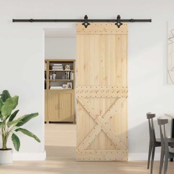Porte coulissante et kit de quincaillerie 85x210 cm pin massif 
