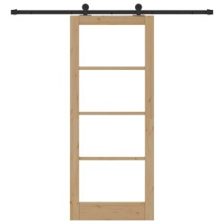 Porte Coulissante avec Quincaillerie 'ORKDAL'Bois Massif & Verre 