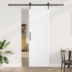 Porte coulissante avec kit de quincaillerie 'ORKDAL', en bois massif blanc de pin. 