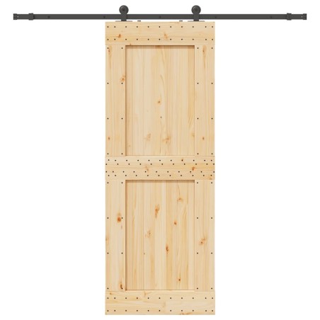 Porte coulissante et kit de quincaillerie 85x210 cm pin massif 